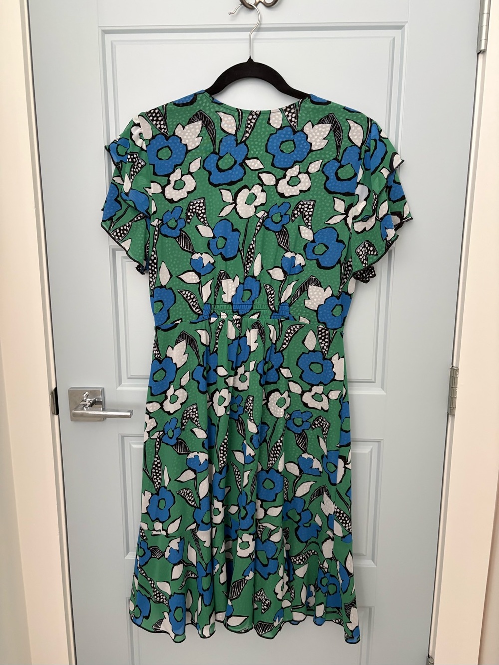 Cabi Green Floral Dress with Blue & White Blooms REVERSIBLE - Picture 3 of 5